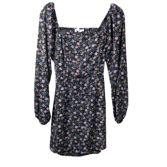 Coquette Floral Smocked Long-Sleeve Mini Dress By All In Favor SZ L - Picture 1 of 10